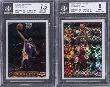 2003/04 Topps Basketball XFractor High Grade Complete Set (165) Including LeBron James BGS NM-MT 8 Example!